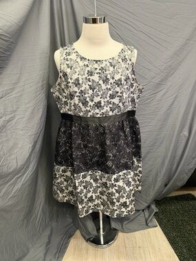 Mod Cloth Doe & Rae Black and White Floral Lace Fit-and-Flare Dress